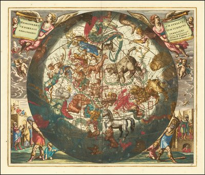 1660 Celestial Chart of the Northern Sky by Andreas Cellarius