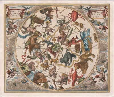 1660 Celestial Map by Andreas Cellarius