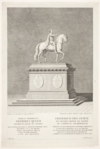 Equestrian Statue of Frederick V at Amalienborg Palace Square by Andreas Heckel