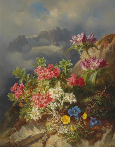 Still Life with Alpine Flowers by Andreas Lach