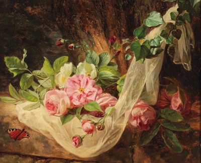 Still Life with Roses on a Forest Floor by Andreas Lach