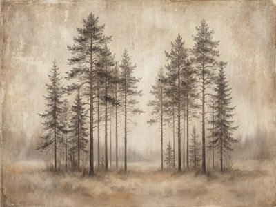 Misty Pine Forest Sketch by Andreas Magnusson