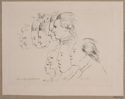 10 Portraits: Enevold Brandt, Johann Friedrich Struensee, Caroline Mathilde, Julieane Marie, Arveprins Frederik, Christian VII, Marie Jeanne Clemens, J. F. Clemens, Jens Juel and Nicolai Abildgaard by Andreas Peter Madsen
