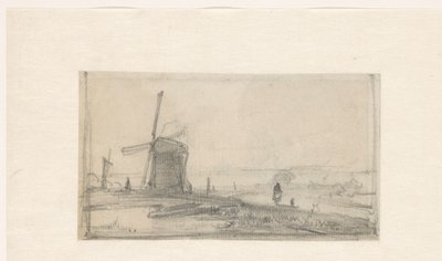 Sketch of a Landscape with a Mill on the Left by Andreas Schelfhout