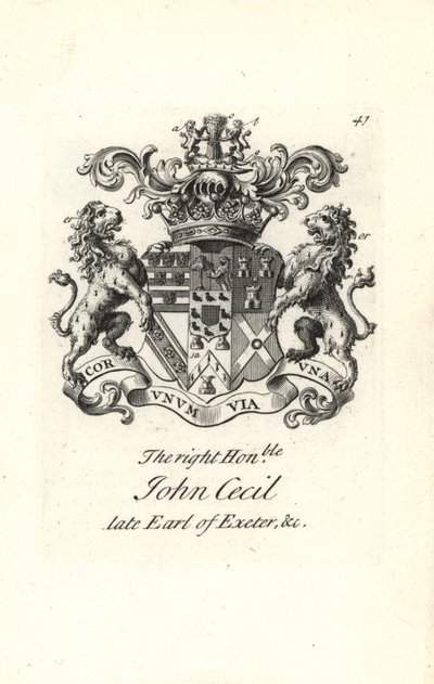 Coat of Arms and Crest of John Cecil, 6th Earl of Exeter by Andrew Johnston