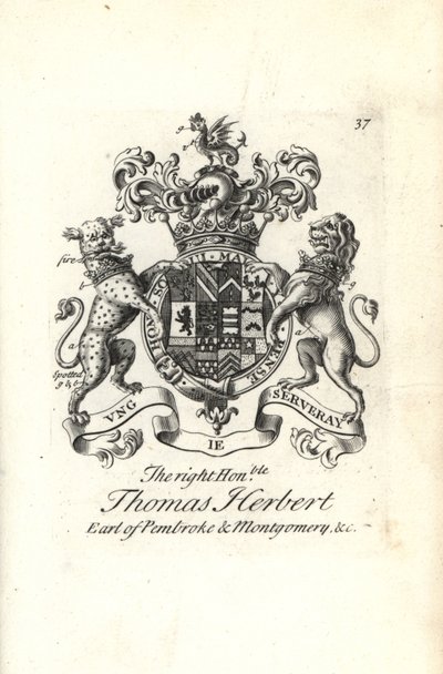 Coat of arms and crest of the right honorable Thomas Herbert, 8th Earl of Pembroke and Montgomery by Andrew Johnston
