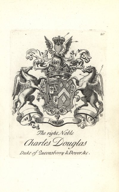 Coat of arms and crest of the right noble Charles Douglas, 3rd Duke of Queensberry and Dover by Andrew Johnston