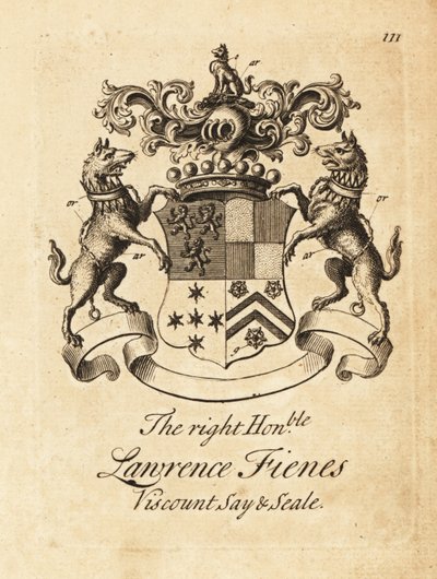 Coat of arms of the Right Honourable Lawrence Fienes, 5th Viscount Saye and Sele by Andrew Johnston