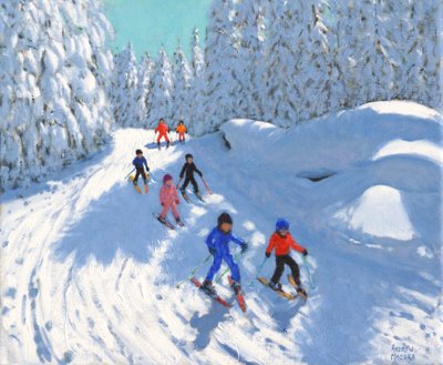 Skiing Down the Trail, Courchevel by Andrew Macara