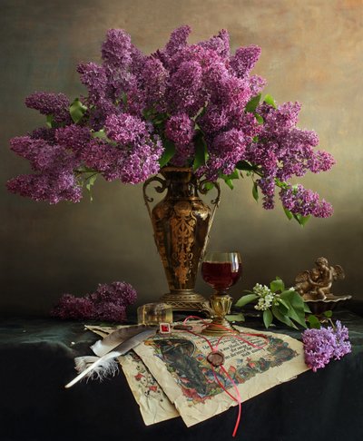 Romantic Lilac Still Life by Andrey Morozov
