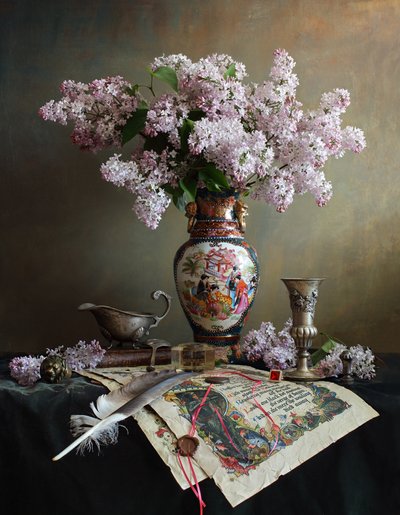 Vintage Lilac Still Life by Andrey Morozov