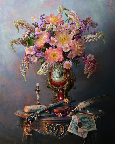 Vintage Music and Flowers by Andrey Morozov
