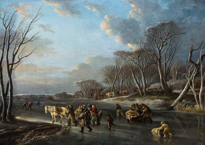 Travelers in a Sled on a River in Holland by Andries Vermeulen