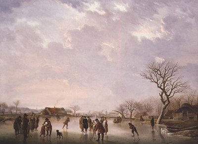 Winter Scene with Hockey Players and Other Figures by Andries Vermeulen