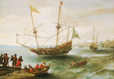 An Algerian Anchored in a Port in Barbary by Andries van Eertvelt