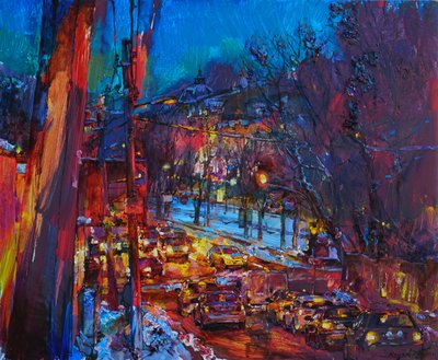 Colorful City Night Traffic by Andrii Kutsachenko