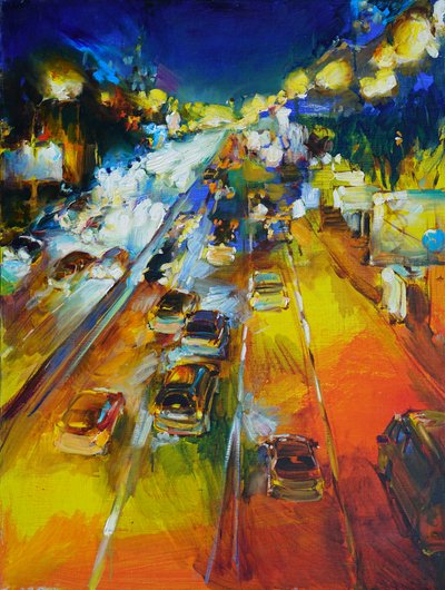 Night Highway Glow by Andrii Kutsachenko