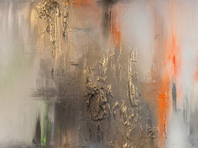 Dynamic Gold Orange Abstract by Anete Purina-Purite