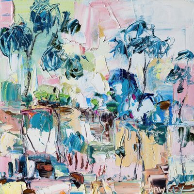 Lively Cafe Abstract by Angela Hawkey