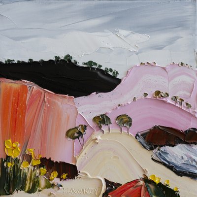 Pink Hillside Blooms by Angela Hawkey