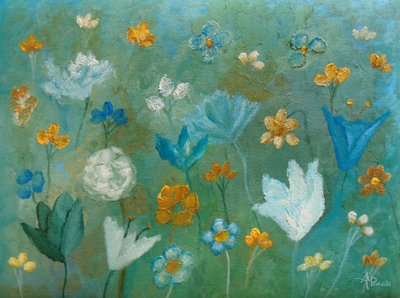 Aqua Blossom Garden by Angeles M. Pomata