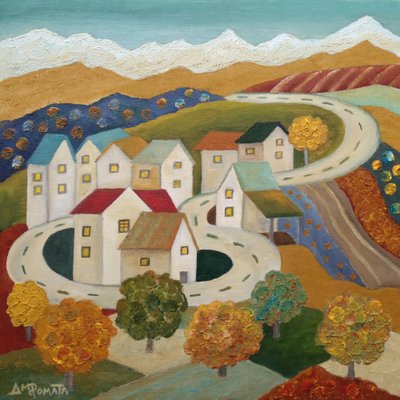Autumn Road Village by Angeles M. Pomata
