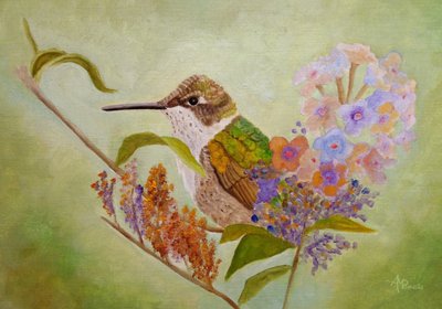 Colorful Hummingbird Garden by Angeles M. Pomata