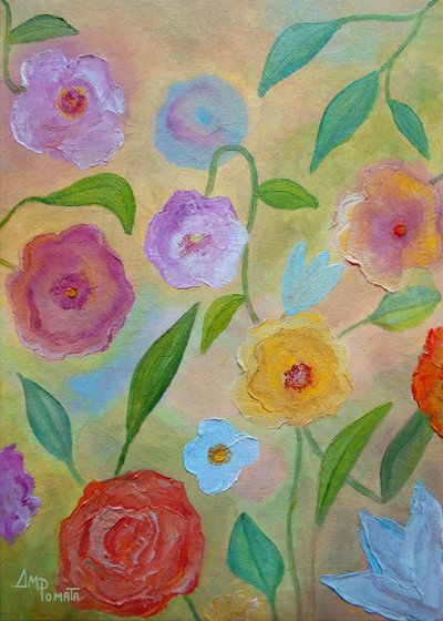 Colorful Painted Blooms by Angeles M. Pomata