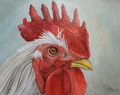 Colorful Rooster Head by Angeles M. Pomata