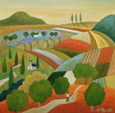 Colorful Tuscan Landscape by Angeles M. Pomata