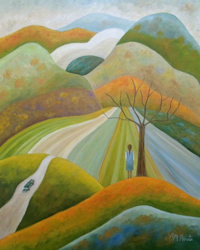Girl in Autumn Landscape by Angeles M. Pomata