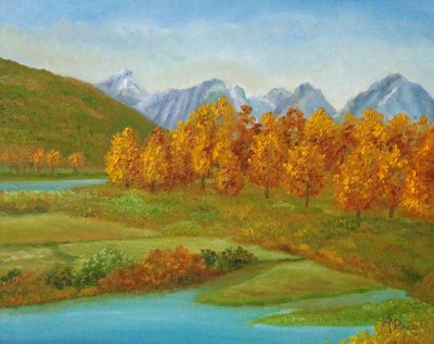 Golden Autumn River Valley by Angeles M. Pomata