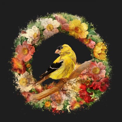 Goldfinch Floral Wreath by Angeles M. Pomata