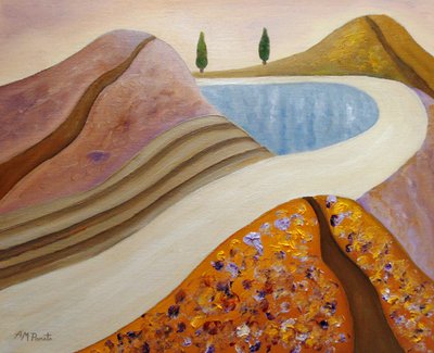 Peaceful Hills and Lake by Angeles M. Pomata