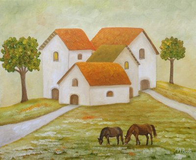 Peaceful Village Horses by Angeles M. Pomata