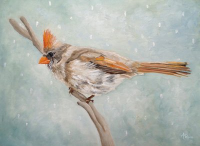 Peaceful Winter Cardinal by Angeles M. Pomata