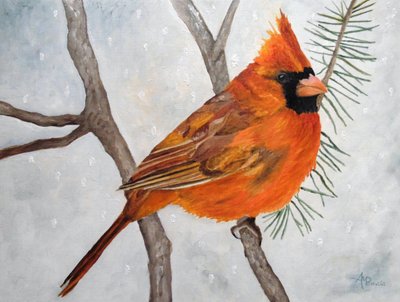 Snowy Red Cardinal by Angeles M. Pomata