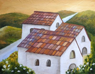 Tuscan Hillside Village by Angeles M. Pomata