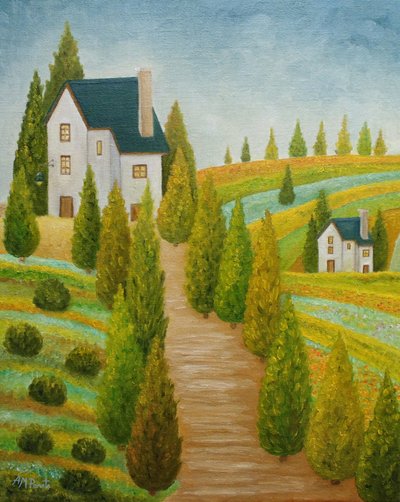 Tuscan Hillside Village by Angeles M. Pomata