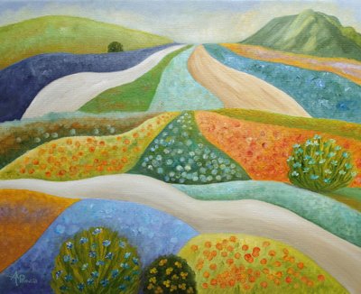 Vibrant Flower Fields by Angeles M. Pomata
