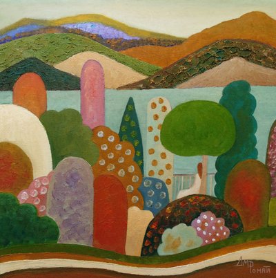 Vibrant Whimsical Landscape by Angeles M. Pomata