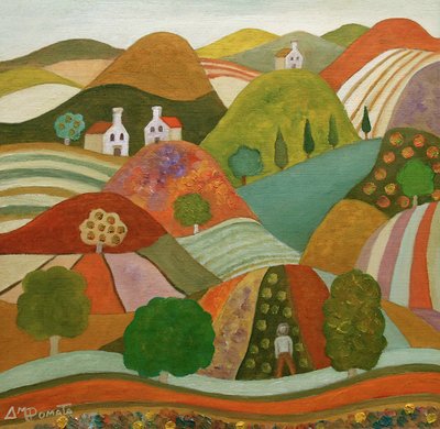 Whimsical Hillside Village by Angeles M. Pomata