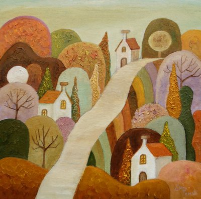 Whimsical Village Path by Angeles M. Pomata