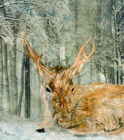 Winter Forest Deer by Angeles M. Pomata