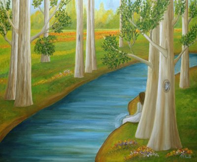 Woman By Tranquil River by Angeles M. Pomata