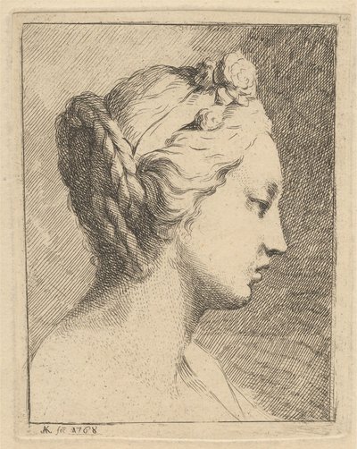 Head of a Young Woman in Profile to Right by Angelica Kauffmann