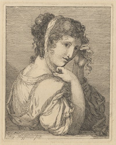 Woman Adjusting a Ribbon in Her Hair by Angelica Kauffmann