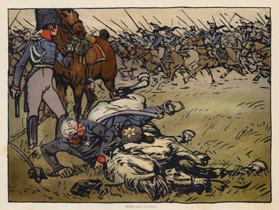 Field Marshal Blucher trapped under his dead horse at the Battle of Ligny by Angelo Jank