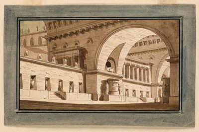 Stage Design, Exterior of Palace, Sepulchral Hall by Angelo Toselli