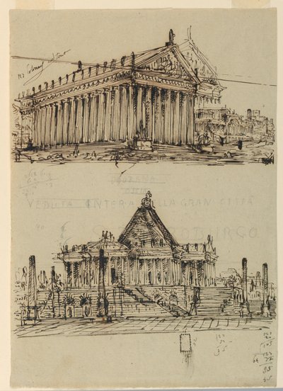 Stage Design, Exterior of Temples by Angelo Toselli